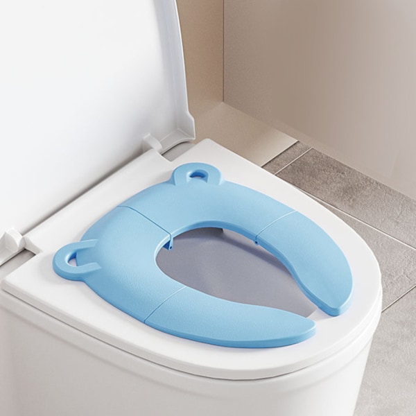 Bärbar Barnvänlig Toalettsits, Djurformad Vikbar Potträningsdyna med Stadigt Halkfritt Grepp, Lättrengjord Design för H blue
