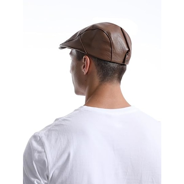 Mænds Klassisk Kunstlæder PU Kørsel Ivy Hat Fiske Golf Beret Newsboy Flat Cap