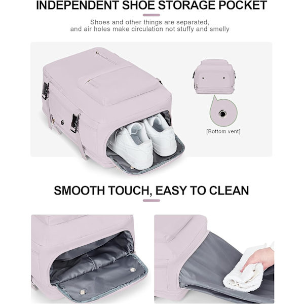 Anti-tyveri vandtæt rejse laptop rygsæk B10-pink-expandable Extra Lrande
