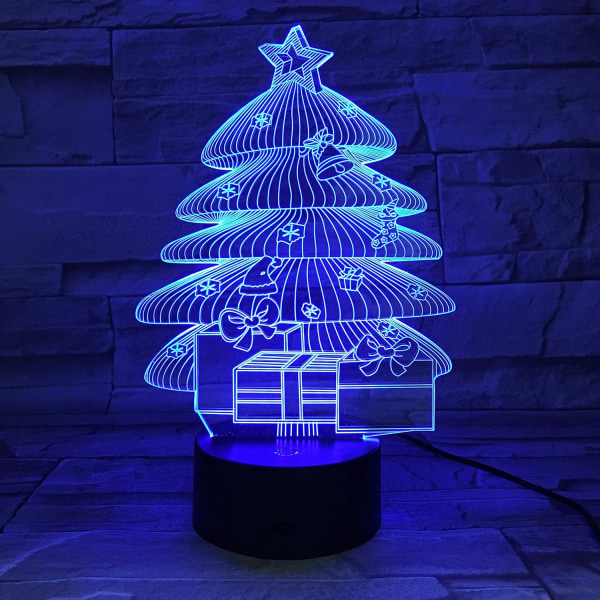 Uruzuo Merry Christmas Tree Joulupukki 3D Illuusio Yövalo Lelut Lumimies Lamppu, Työpöydän Jouluvalot Syntymäpäiväkoristeet Lahjat Juhlatila Sisustus