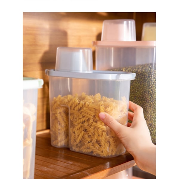 Spannmålsförvaringsbehållare, set med 8 transparenta plastmatbehållare, 1,9L/2,5 L matförvaring för spannmål, havre, bönor (flera färger)