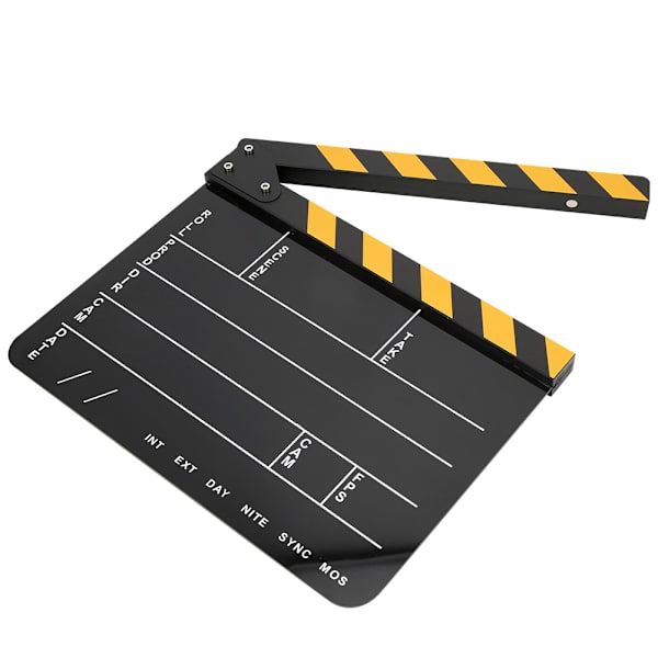 30x25CM Akryl Clapperboard Professionell Film Action Clap Regissör Fotografering VerktygGul Randig Svart Tavla