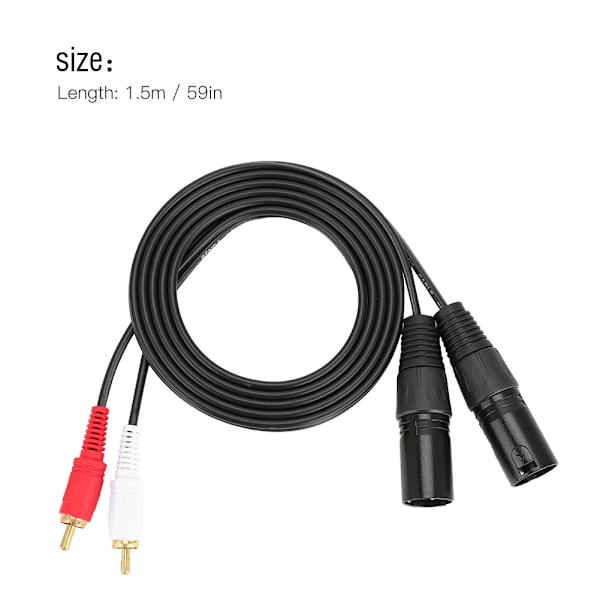 1,5 m mikrofon profesjonell 3-pin dobbel XLR hann til dobbel RCA hann patchkabel