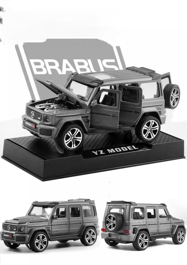 Frosted Grå Brabus [Seks Døre + Lyd Og Lys + Displaybase] 1:32 Legering Bilmodel Simulering Lyd Og Lys Dør Off-Road Bil M
