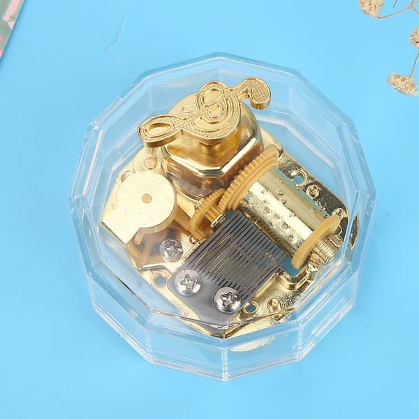 Akryl Mini Clear Transparent Mekanisk Musikbox Barn Musikleksak Present