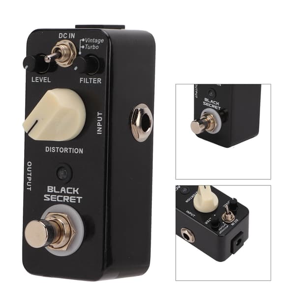 Guitar Effektpedal Sort Secret Klassisk Distortion True Bypass 2 Tilstande Tilbehør