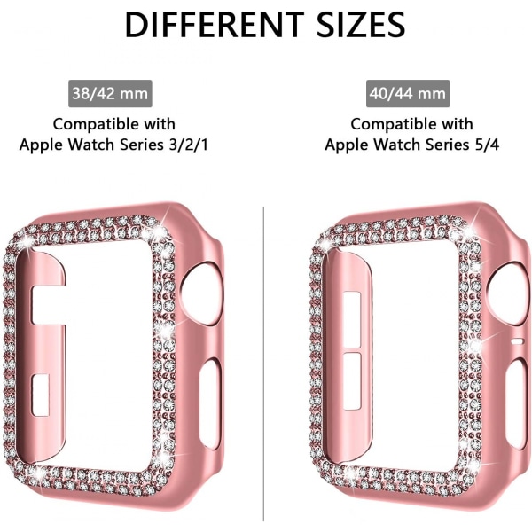 For Apple Watch-deksel 44mm Series 6/5/4 SE Bling Rhinestone Apple Watch-deksel Bumper Ramme Skjermbeskytter Deksel for iWatch Series 44mm rosa