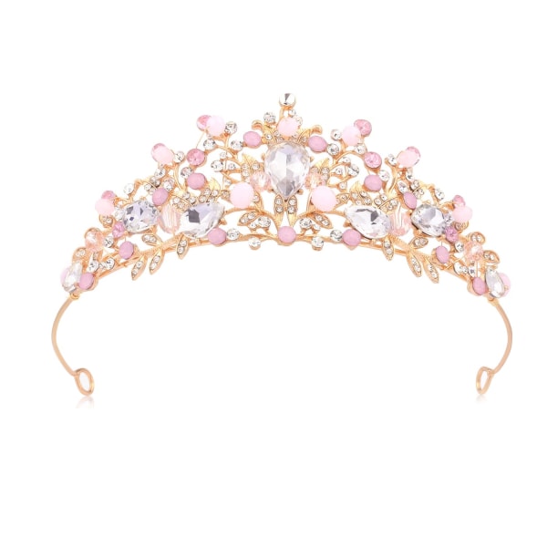 Pink Crystal Crown, Crystal Tiara Sweet Princess Crystal Crown Pannband för flickor för Halloween födelsedagsfest firande kostym