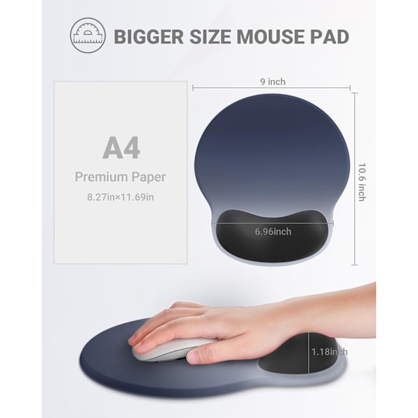 Ergonomiskt Musmatta Handledsstöd, Bekväm Musmatta Handledsstöd, Lindrar Handledssmärta Gel Musmatta, Halksäker Gummisula Musmatta