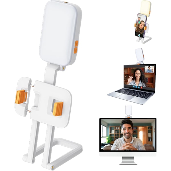 Bærbar videokonferencelys til iPhone | Klips til telefoner, kan monteres på tablets, laptops og desktops | Udfyldningslys til selfie, makeup