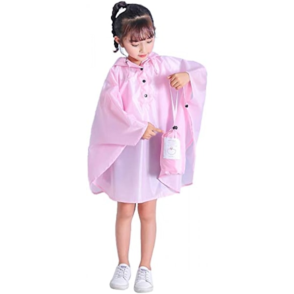 Børns Regn Poncho Hætte Jakke Regnfrakke,  Lyseblå, XL
