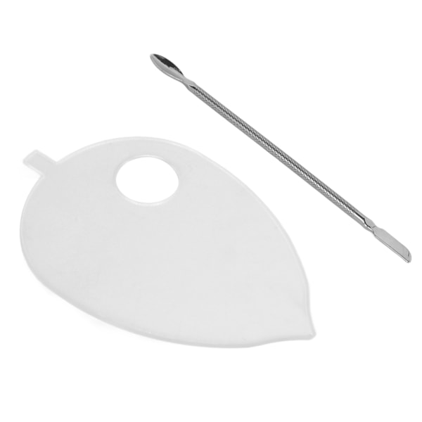 Nail Art Palette Clear Leaf Shape Acrylic Cosmetic Mixing Tray with Spatula for Salon Home