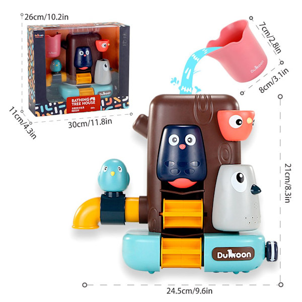 Nyd badetiden med vores interaktive Tiny Bird Tree Animal House badelegetøj - perfekt til læring og afslapning af følelser i badekarret