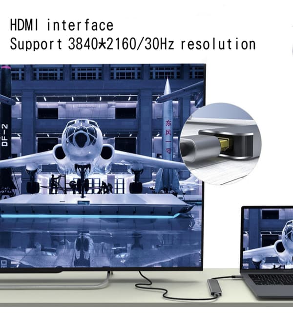 Seks-i-én Type-C dockingstation USB3.1 til HDMI/TF/SD/PD multifunktions notebook-udvidelses-HUB