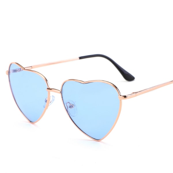 Hjärta solglasögon för kvinnor Modestil metallbåge UV400 skyddslins----guld / klarblå