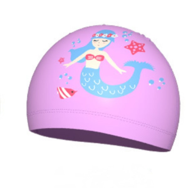 Swimming Cap Kids Silicone Waterproof Cartoon Swimming Cap for Long or Short Hair Girls Boys Toddlers (pink mermaid)