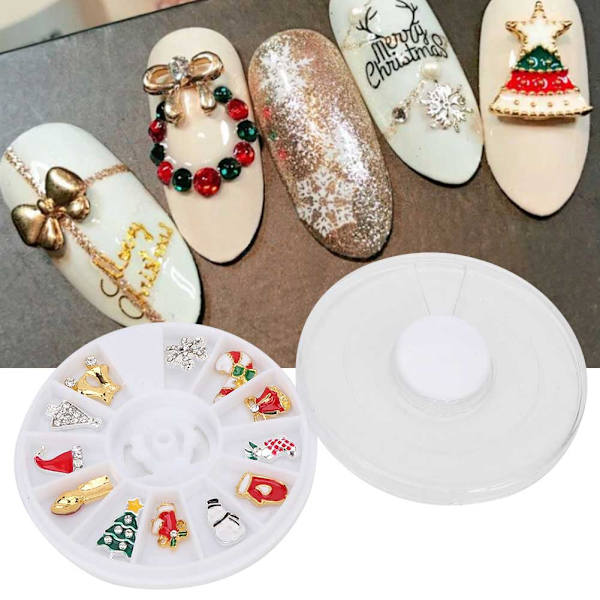 3D Jul Stil 12 Rutnät Spik DIY Manikyr Nagelkonst Dekoration Tillbehör Verktyg (Typ C)