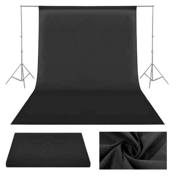 1,8*2,8m/5,9*9,2ft Fotografi Chromakey Baggrund Studio Bomuld Stativ Baggrund Sort