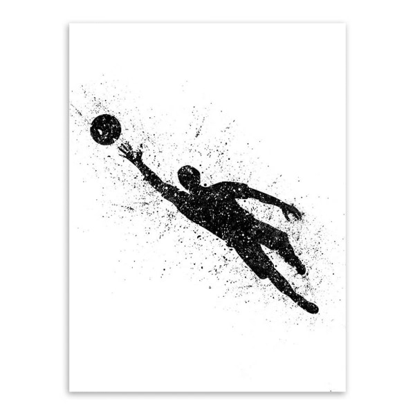 Sport Fotboll Väggkonst Print affisch, enkel mode svartvit konstteckningsdekor (set med 3 oinramade, 5''x7'')