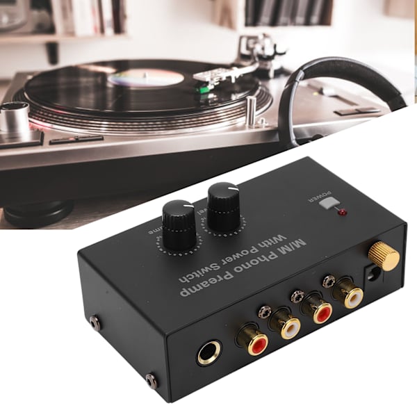 Phono Preamp RCA L R Indgang Udgang Niveau Pladespiller Lydstyrkekontrol 100‑240VAC PP500