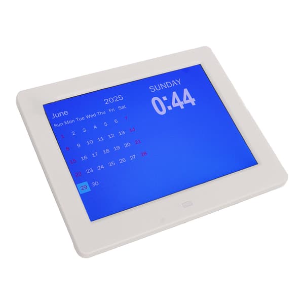 Digital klokkekalender 8 tommer elektronisk WIFI med dato dag påminnelse værmelding for eldre hvit 100‑240V EU-plugg