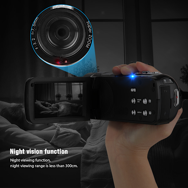 Högdefinitions infraröd digital video 24 miljoner P 18 gånger zoom 3-tums LCD-skärm Maximalt stöd 32 GB minneskort med funktion fjärrkontroll