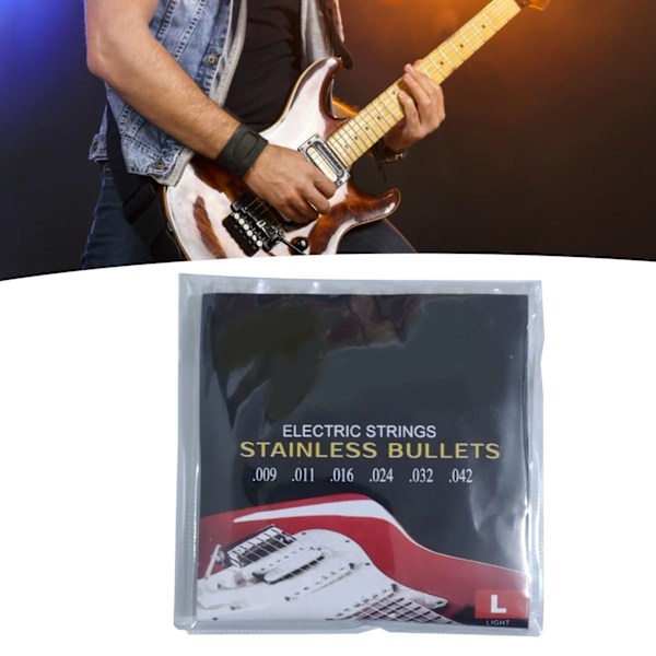 6 stk gitarstrenger i metall, rustfrie, enkle å spille, profesjonelle strenger for elektrisk gitar