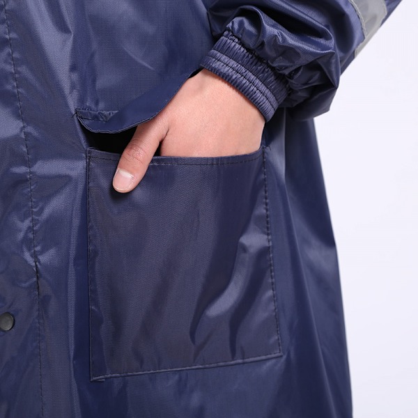 Sadetakki Vedenpitävä Miesten Pitkä Sadetakki Kevyt Sadevaatteet Heijastava Uusiokäyttöinen Huppu Navy Blue (koko 3XL)
