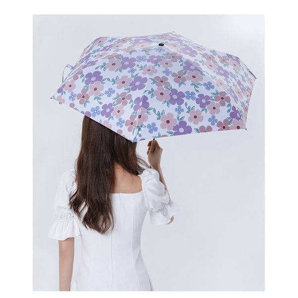 Mini Regn og Regn Paraply Mode 50% Foldbar Solskærm Lille Blomster Lomme Paraply---Grøn