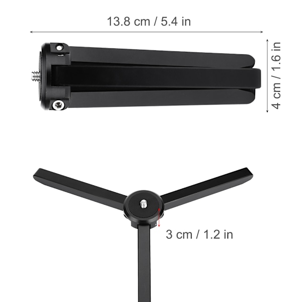 Mini Aluminiumlegering 15KG Tung Last Vikbar 1/4'' Skruvstativ Tillbehör för DJI Zhiyun