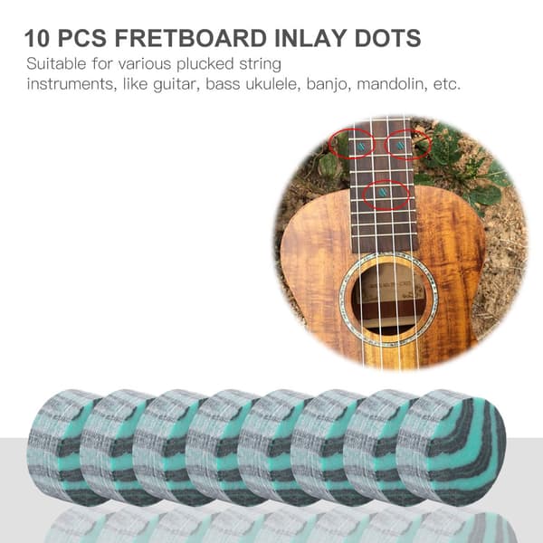 10 st Fretboard Gröna Inläggningspunkter för Gitarr Bas Ukulele Diameter 6,5 mm