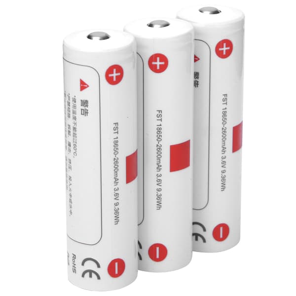 Tre 18650 Genopladelige Lithium Batteri Tilbehør 2600mAh til Stabilisator Hvid
