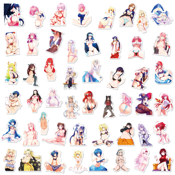 50 PCS Anime Sexy Bunny Girl Voksne Klistremerker, Vanntette Søte Jente Klistremerker for Bærbar PC, Telefondeksel, ipad, Høydefinisjonsklistremerker