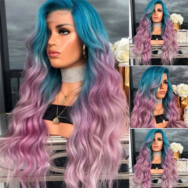 Kvinners Parykk Gradient Farge Lang Krøllete Syntetisk Hår Varmebestandig Cosplay Parykk