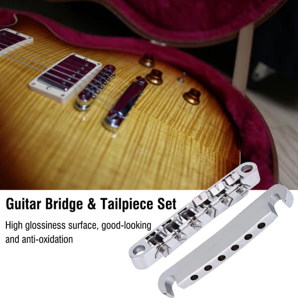 Alloy Bridge & Tailpiece Sæt Reservedel til LP Style 6-Strenget Elektrisk Guitar