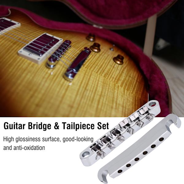 Alloy Bridge & Tailpiece Set Ersättning Del för LP Stil 6-Strängad Elgitarr