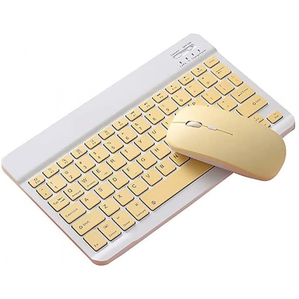 Klavye Mouse Combo, SK-030 10 İnç BT Klavye ve Fare Seti 78 Tuşlu Mini Klavye 2.4G Sınıf 3 DPI Ayarlanabilir BT Fare Android/IOS/Windows için Sarı
