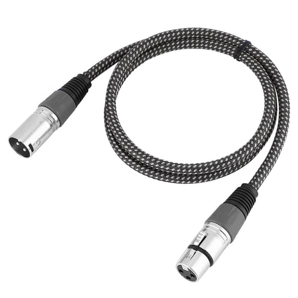 D-typ flätad XLR-kabel Mikrofon MIC ljudkabel Mixer anslutningskabel 1m (grå)