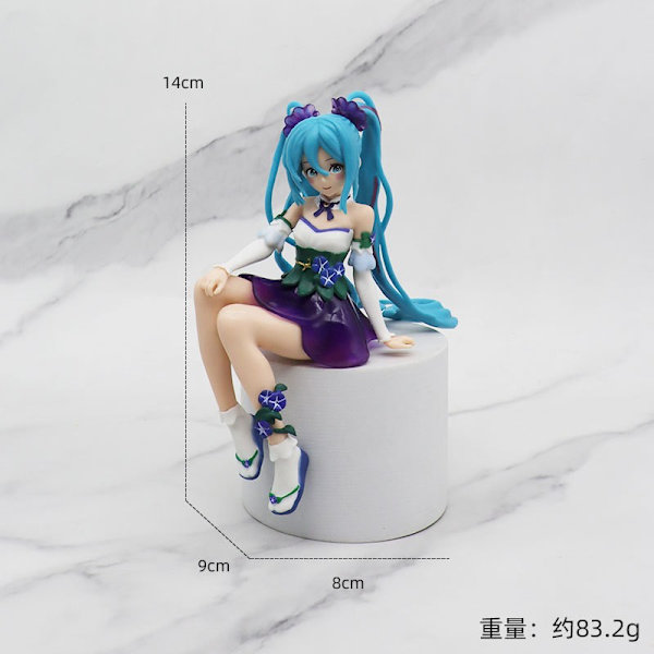 Kake dekorative ornamenter laget av solid PVC-materiale, Hatsune Q-versjon jentefigurmodell, søt jente, jentehjemmedekorasjon-Morning glory elf-stil Morning glory elf style