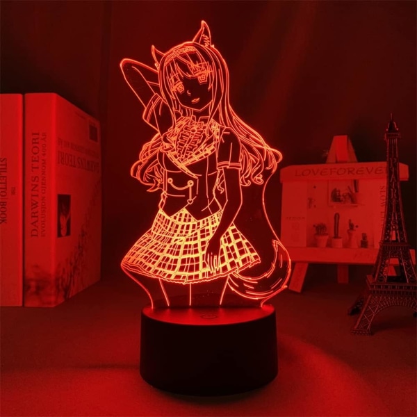 3D Illusion Lamp Anime LED Nattlampa Nekopara Maple Nattlampor för Vardagsrum Sovrum Inredning USB Skrivbordslampa 7/16 Färg med fjärrkontroll