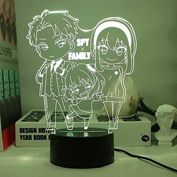 WJ Secret Agent Family Garage -setti - 3D-illuusiolamppu yövalo LED-kosketus 7/16 väriä Anime Anya -hahmo - sisustus akryyli LED joululahja lamput Spionens spel