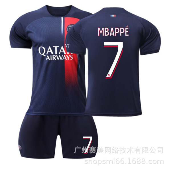 2023-2024 Paris Home Fotbollssats för barn-No.7 MBAPPE#24 No.7 MBAPPE #24