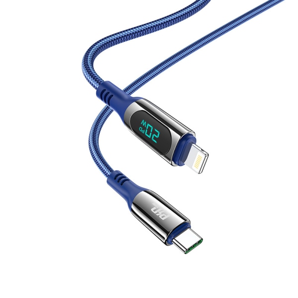 hoco. S51 skärmdisplay PD laddningsdatakabel för iPhone12 ny zinklegering nylon flätad kabel