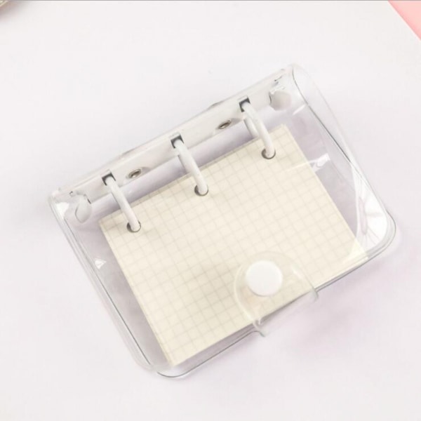 Ny 3-huls løsblads notesbog mini PVC gennemsigtig etui bærbar løsblads spole håndbog