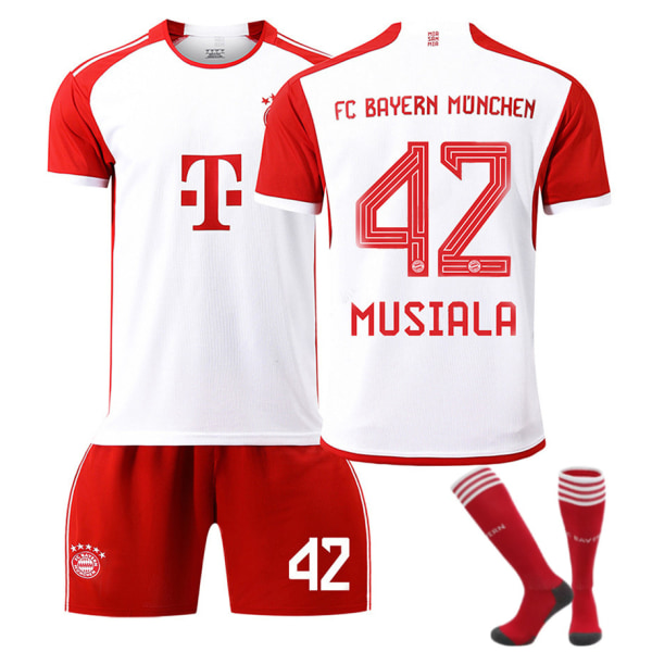 23/24 Bayern Stadium Hemma Barnfotbollströja Set med Strumpor 42 MUSIALA Children's size26