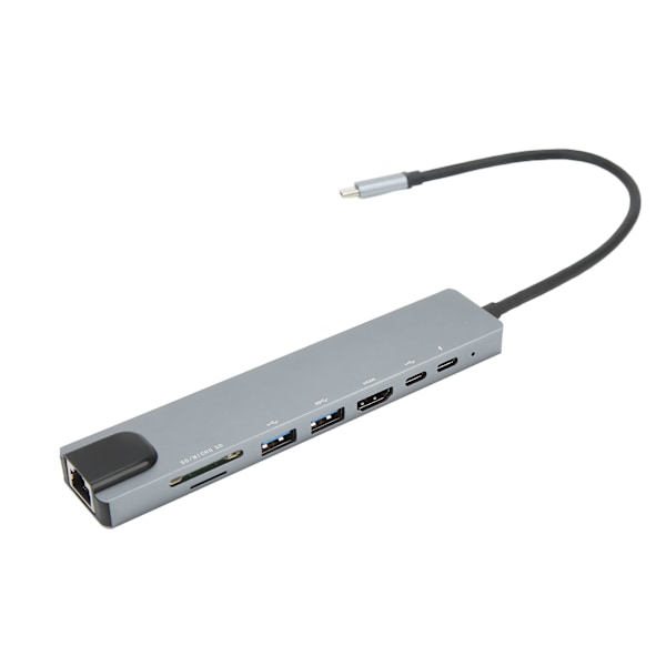 8-portars Type-C-hubb USB3.0 PD RJ45 HDMI minneskortläsare för bärbar dator