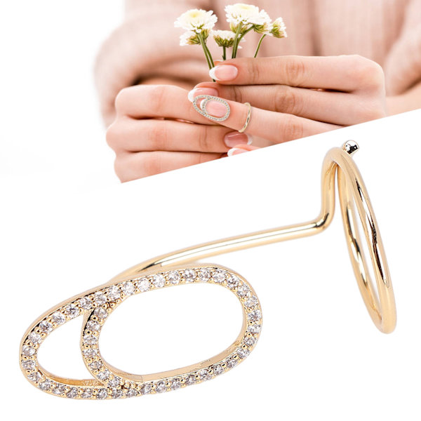 Nagelringar för kvinnor med strass, utsökt och trendigt nagelöverdrag, nagelkonstdekoration, guld
