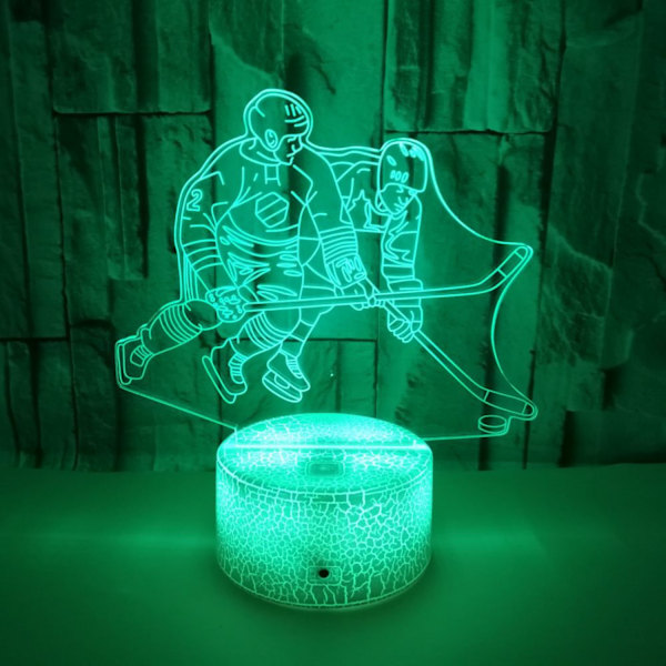 Qinwei 3D natlys Ishockey atlet 3D illusion senglampe 16 farver skiftende med fjernbetjening Bedste fødselsdagsgaver til mænd kvinder （Style W）