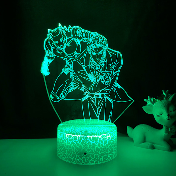 Qinwei 3D Illusion Lamp Anime JoJo's Bizarre Adventure  Nattlampa med fjärrkontroll för sovrumsdekorativa pojkar flickor födelsedag jul -- Patte