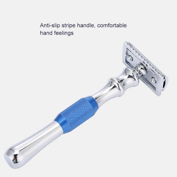 Man Rakning Razor Klassisk Dubbelkant Razor och Bas Säkerhet Rakning (Blå Razor   Blad)